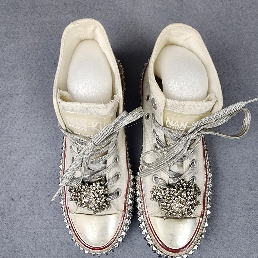 Nan-Ku Shoes Free People White Cruise Studded Hi Top Sneakers Size 36 - Picture 3 of 10